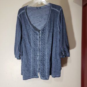 Catherines Blue Casual Top Sz 2X Petite (22/24)